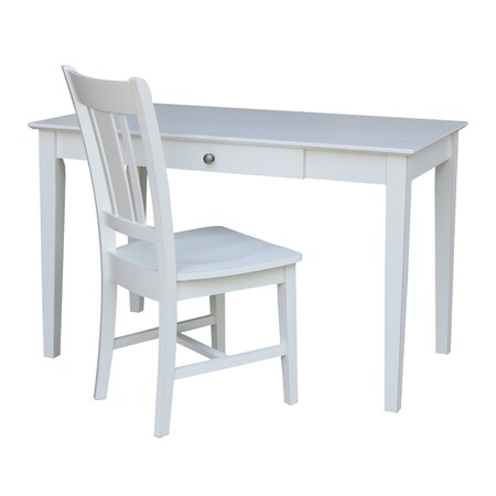 International Concepts Desk with Drawer, Basic Size And Chair 26 in D X 30 in H, 48 in W X Wood, Beach White K07-OF-41-C10